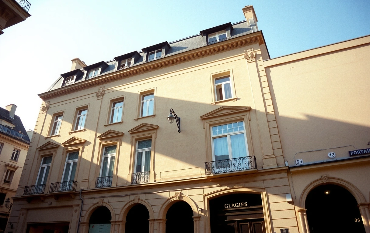 Parisian architectural facade with clean lines