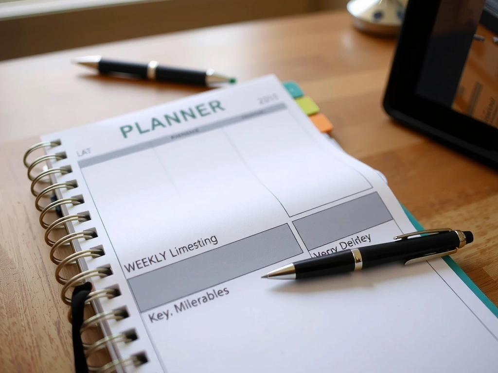 Planner with timeline and milestones